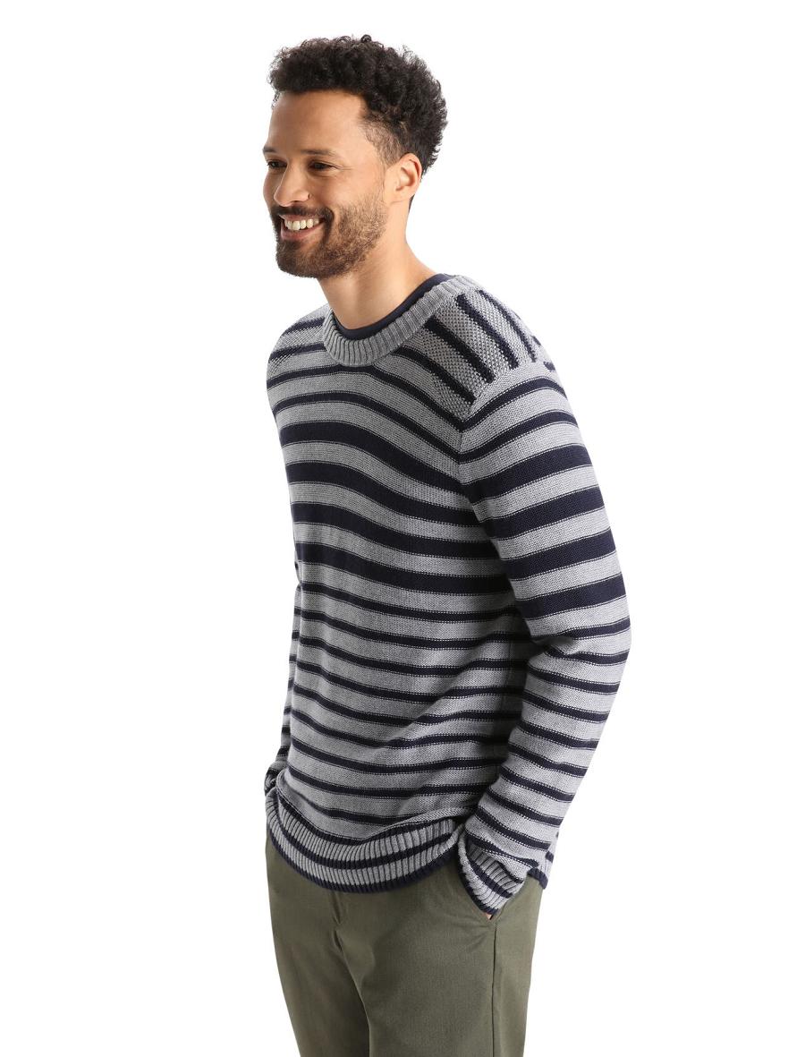 Midnight Navy / Gritstone Heather Icebreaker Merino Waypoint Crewe Men\'s Sweaters | AU 1222HAPK